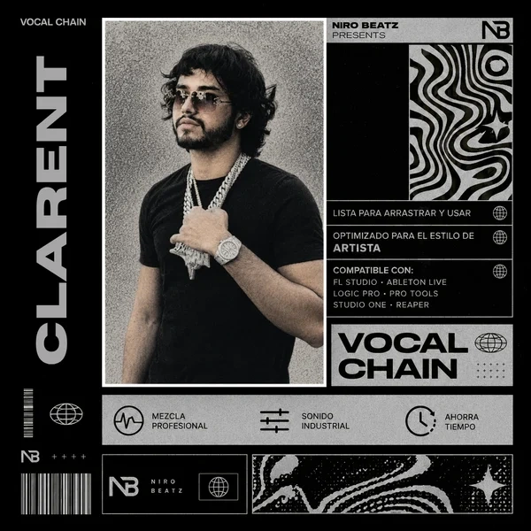 Portada de la Vocal Chain estilo Clarent de Niro Beatz, preset para Waves StudioVerse