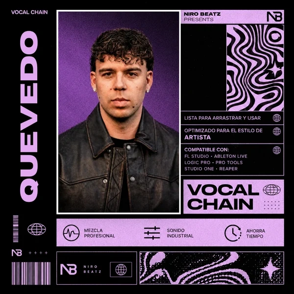 Portada de la Vocal Chain estilo Quevedo de Niro Beatz, preset para Waves StudioVerse